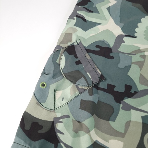 Element Board Shorts Men 34x10 Green Black Tan Camouflage Geometric Pattern Swim - Picture 2 of 14